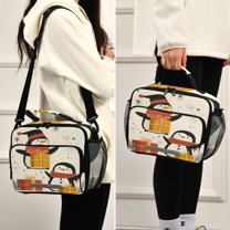 Penguins with Gifts Lunch Bag Cooler Bag Cooling Tote Portable Shoulder Strap Interior Pockets for Picnic Travel