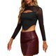 thumbnail image 4 of INSPIRAR CHIC Top Corto de Malla con Cuello Alto y Llave de Brillo para Mujeres L Negro Plateado, 4 of 6
