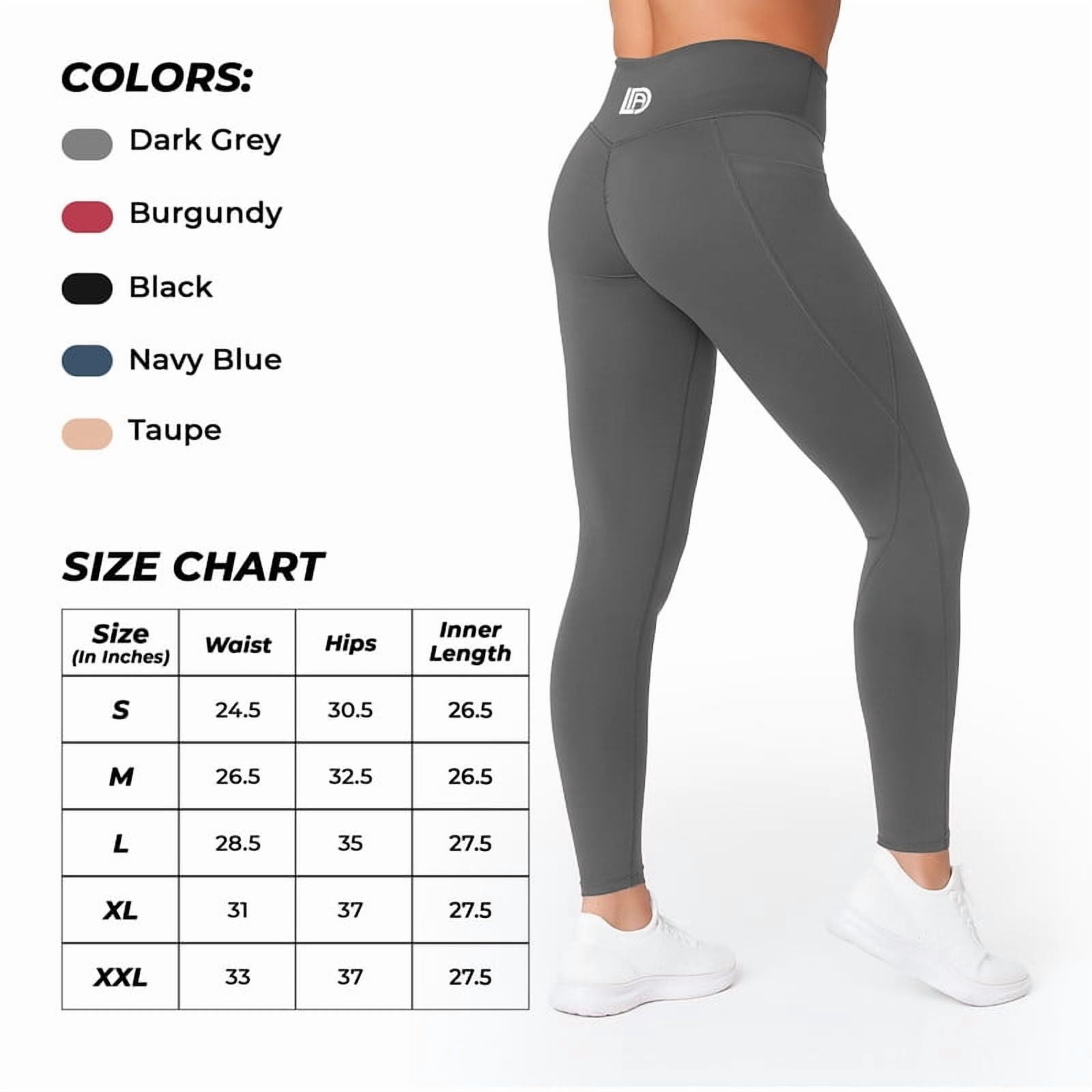 Lux Decor Women's High Waist Leggings with Pockets - Buttery Soft 4-Way Stretch Tummy Control Non-See-Through Squat Proof Yoga Pants for Workout, Gym & Running, Dark Grey - XL (US)
