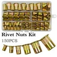 thumbnail image 1 of Rivet Nut  150PCS Metric Rivet Nut Kit Carbon Steel Flat Head Threaded Insert Nut Assorted in M3 M4 M5 M6 M8 M10  Knurled Body, 1 of 8