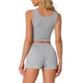 thumbnail image 3 of INSPIRE CHIC Womens Ribbed Knit Loungewear Sleepwear 2 Piece Tank Top with Shorts Pajama Sets M Gray, 3 of 5