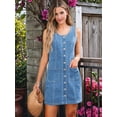 thumbnail image 4 of Dresses for Women Sleeveless Stretchy Jean Summer Western Short Button Down Dress with Patch Pocket Light Blue XXL, 4 of 8