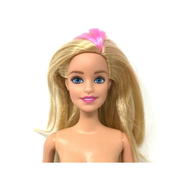 Nude Barbie Doll Blue Eyes Pink Lips Blond Hair With Pink Highlight 234 