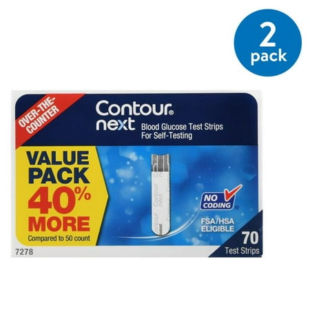 (2 pack) (2 Pack) Contour Next Blood Glucose Test Strips, 70 Ct