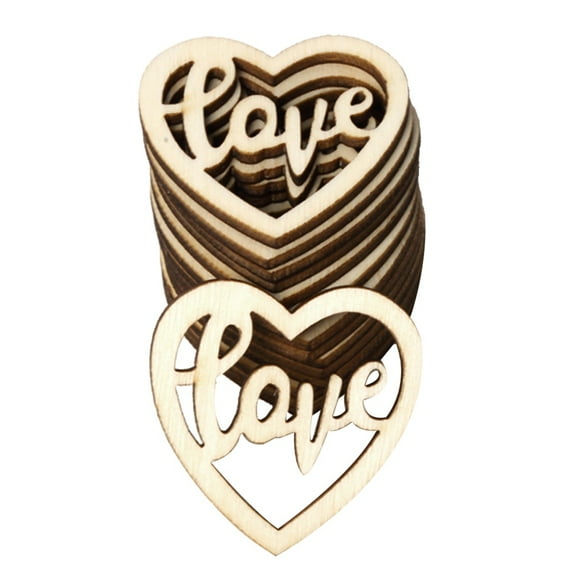 Tineasur 15-Piece Heart Shaped Wooden Love Decor Set Beige for Kids Room and Home Decoration