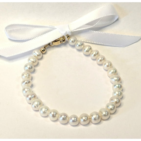 14 KT Mindy Harris Freshwater Pearl Children's Bracelet 5.25