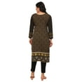 thumbnail image 3 of Maple Clothing Women's Long Kurta India Tunic Top Kurti Indian Clothing (Black/Brown, XS), 3 of 6