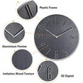 thumbnail image 3 of 14 inch Modern Wall Clock Minimalist Block Silent and Non-Ticking Imitation Wood 3D Round Stereo Digital Indoor Clock, Family Living Room, Bedroom, Office, Hotel, 3 of 5