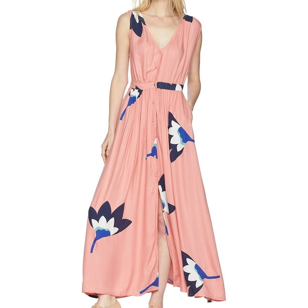 Womens Floral Print Button Down Maxi Dress XL