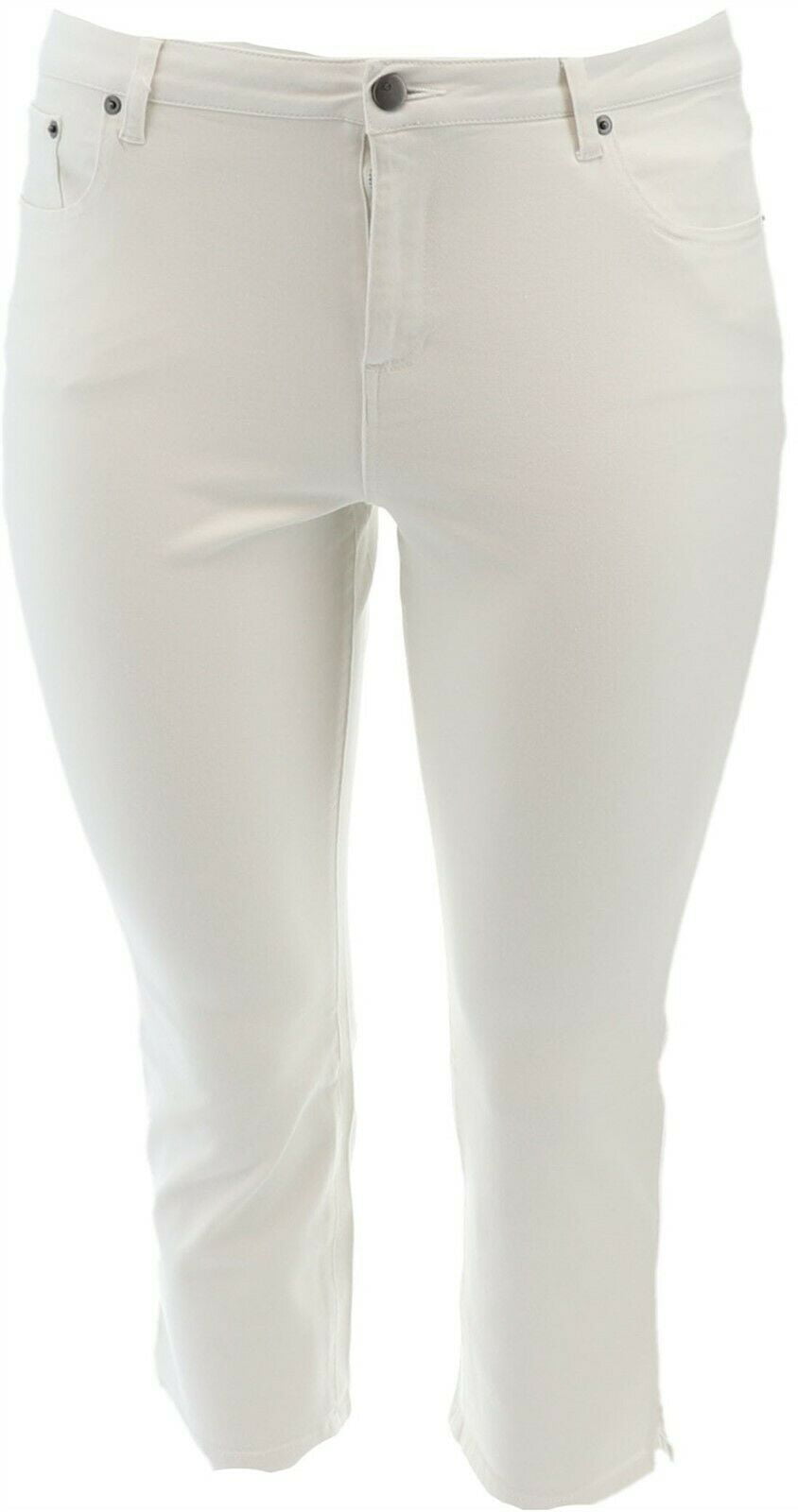 LOGO by Lori Goldstein Womens Stretch 5-Pocket Crop Pants 16 Marshmallow A288055