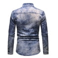 thumbnail image 4 of camisa de hombre de manga larga de mezclilla lavada con cuello de solapa con botones de bolsillo retro irregular Pompotops oipoqjl27743, 4 of 9