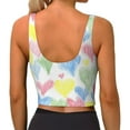 thumbnail image 4 of Goofa Hand Drawn Colored Hearts Printed Sports Bras for Women, High Impact Running Bra Workout Crop Tank Tops Longline Sports Bra Push up-Small, 4 of 9