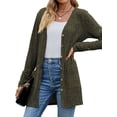 thumbnail image 4 of HUBERY Women Rib Button Down Long Sleeve Pockets Solid Color Cardigan, 4 of 7