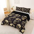 thumbnail image 2 of Homewish Sugar Skull Full Size Comforter Sets,Skeleton Halloween Bedding Comforter Set,Cream,Black Reversible,3-Piece,1 Comforter and 2 Pillowcases, 2 of 7