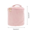 thumbnail image 2 of Bolsas de maquillaje organizativas de cilindro de rayas únicas 1 Pc para viajar en terciopelo rosa, 2 of 5