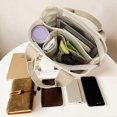 thumbnail image 3 of Multi-Pocket Tote Bag with Zipper, Canvas Japanese Handmade Handbag with Compartments, Multifunction Crossbody Shouder Bag Bag Work for Women Teen Gir, 3 of 5