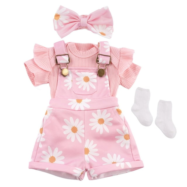 Conjunto de Ropa para Muñecas BABESIDE Overol Floral Rosa para Muñecas de 43-56 cm