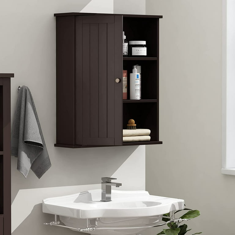 Wall Mount Bathroom Mirrored Storage Cabinet with Open Shelf 2