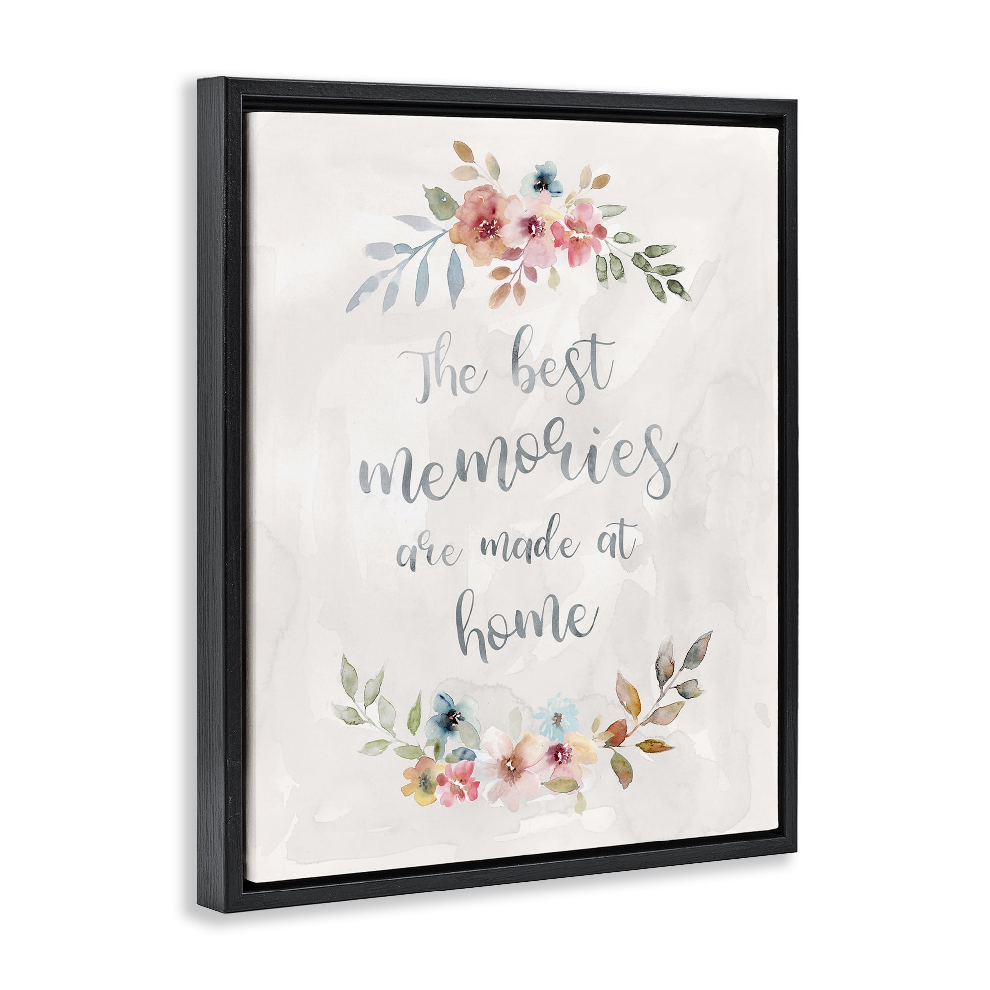 Stupell Industries Best Memories at Home Plants & Flowers Painting Black Floater Framed Canvas Art Print Wall Art, 25 x 31
