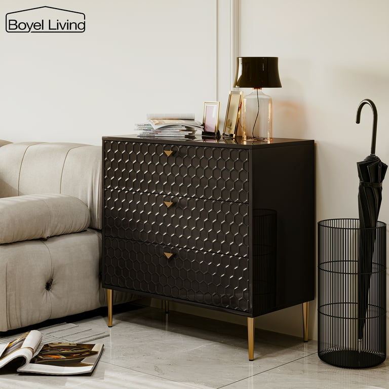 Boyel Living 3 Drawer Dresser for Bedroom Chest of Drawer Black