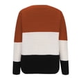 thumbnail image 6 of Womens Color Block Sweaters Long Sleeve Crewneck Striped Pullover Knit Jumper Tops Stretch Fall Cute Elegant Soft Loose 2024 Pullover Sweaters, Brown (Small), 6 of 6