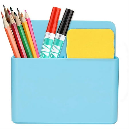 Magnetic Pencil Cup Storage Organizer,Bexikou Magnetic Dry Erase Marker Holder, Pen and Eraser Holder for Whiteboard(Blue)