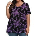 thumbnail image 2 of Fantaslook Plus Size Womens T Shirts V Neck Caseual Tops Short Sleeve Floral Shirts Loose Blouses, 2 of 8