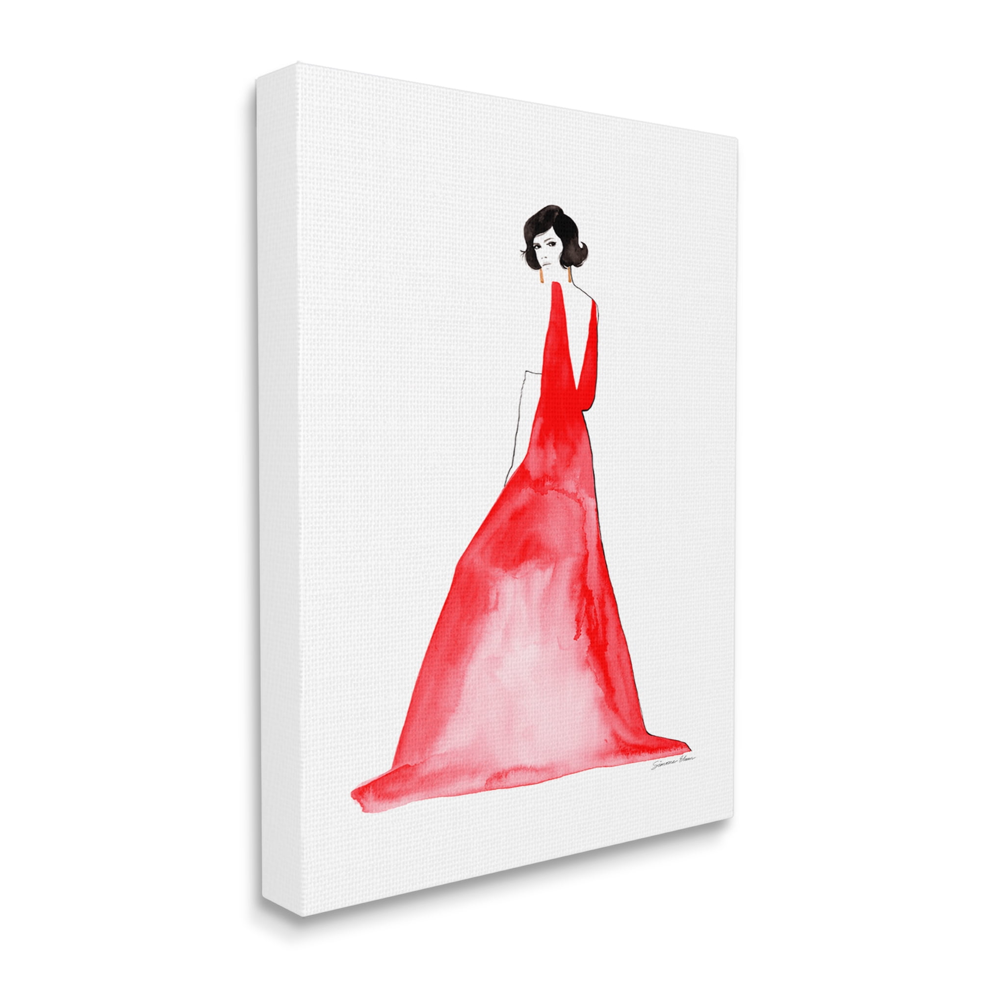 Stupell Industries Woman in Red Gown Beauty & Fashion Painting Gallery Wrapped Canvas Print Wall Art, 36 x 48