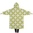 thumbnail image 2 of Oversized Wearable Blanket Hoodie,Green White Checkerboard Checkered Pattern Sherpa Blanket Hoodie with Super Pockets,Super Warm Fuzzy Pullover for Women & Men, 2 of 6