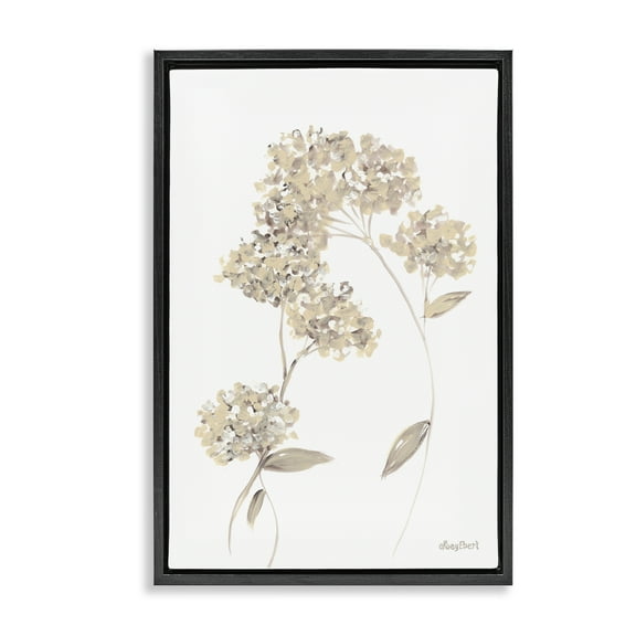 Stupell Industries Neutral Geranium Florets Botanical & Floral Painting Black Floater Framed Art Print Wall Art, 17 x 25