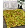 thumbnail image 3 of Ahgly Tapis Rond Lavable en Machine Intérieur Transitionnel Brun Doré Jaune, 7 Pieds Rond, 3 of 7
