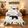 thumbnail image 3 of Manfei Vintage Rustic Bear Twin Comforter Sets, Woodland Farmhouse Bedding Set, White Gray, Gray Reversible, 2pcs, 1 Comforter and 1 Pillowcase, 3 of 7