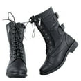 thumbnail image 2 of Trendsup Anya-1 Women's Mid Calf Lace Up Combat Boots, 2 of 5