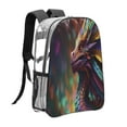 thumbnail image 3 of Susaid Rainbow Scales Fantasy Dragon Print Clear Backpack See Through Transparent Plastic Clear Bookbags for School, College, Stadium,Work, 3 of 7