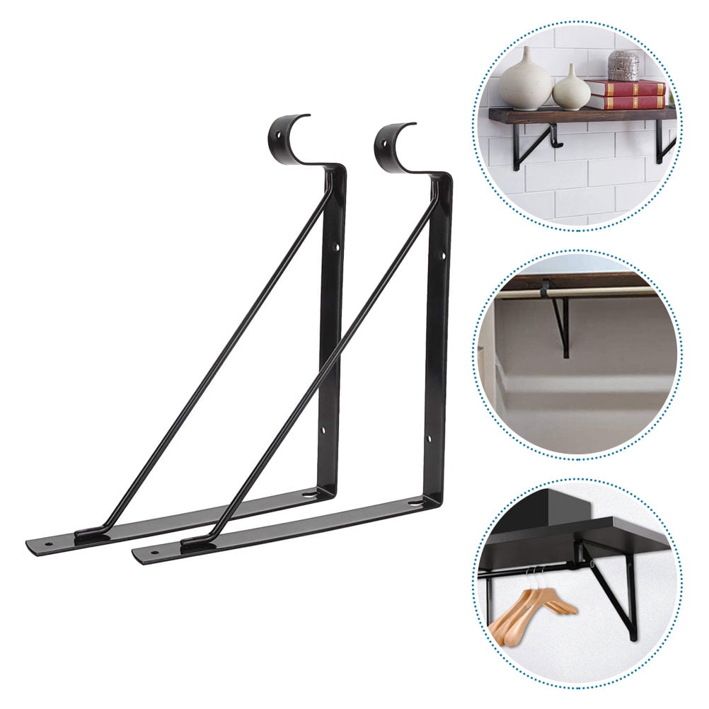 WHAMVOX 2pcs Shelf Brackets Floating Shelves Supports Floating Shelf Bracket Hook Design Wall Shelf Metal Brackets