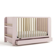 Graco Read-with-Me 4-in-1 Convertible Baby Crib with Drawer, Blush with Driftwood