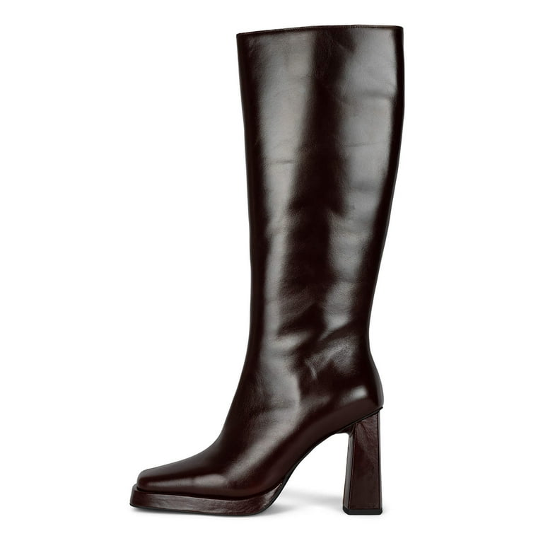 XYD Women Square Closed Toe Chunky Wide High Heel Booties Low