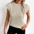 thumbnail image 3 of T Shirts for Women 2026 Summer Short Sleeve Crewneck Jacquard Loose Dressy Casual Tshirt Blouse, 3 of 6