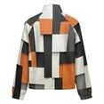 thumbnail image 6 of Jackets for Women Winter Coat Jackets Flannel Stand Collar Jacket(Orange Black Grey White Geometric,Size:S-4XL), 6 of 7
