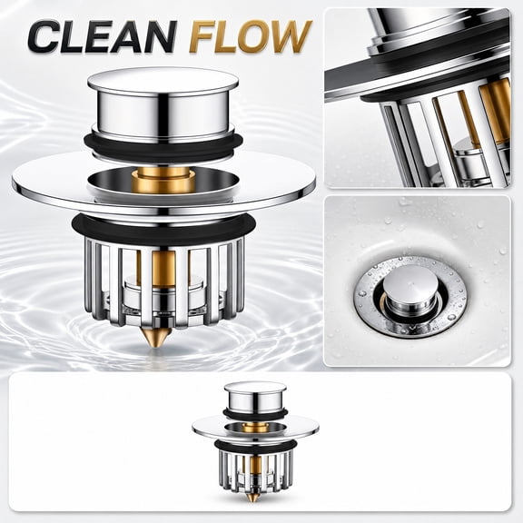 Pop-Up Bathtub Drain Stopper With Hair Catcher, Anti-Clog Filter Bathtub Drain Core Replacement Accessory