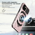 thumbnail image 2 of For Apple iPhone 14 (6.1") Hybrid Dual Layer with Rotate Magnetic Ring Stand Holder Kickstand, Rugged Shockproof Cover ,Xpm Phone Case [ Rose Gold ], 2 of 7