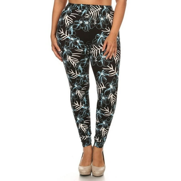 Womens Plus Size Deep Plumeria Leggings (One Size Plus)