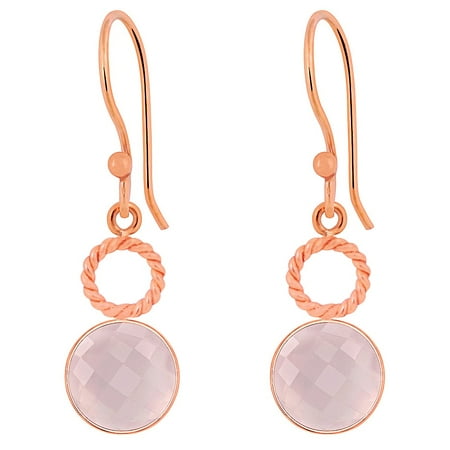 Rose Quartz Cuff - 6.6 Carat Round Pink Rose Quartz Dangle Fashion Earrings For Women