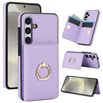 Allytechgroup Wallet Case Cover for Samsung Galaxy S25 Plus, with Ring Holder Cards Slots Premium PU Leather TPU Back Cover Shockproof RFID Blocking Phone Case for Samsung Galaxy S25 ,Violet