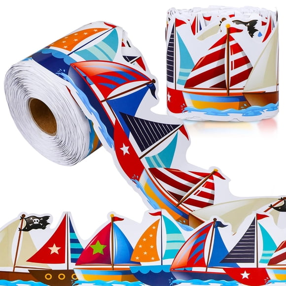 Veleros en espiral con borde decorativo de 21 m de largo, 7 estilos