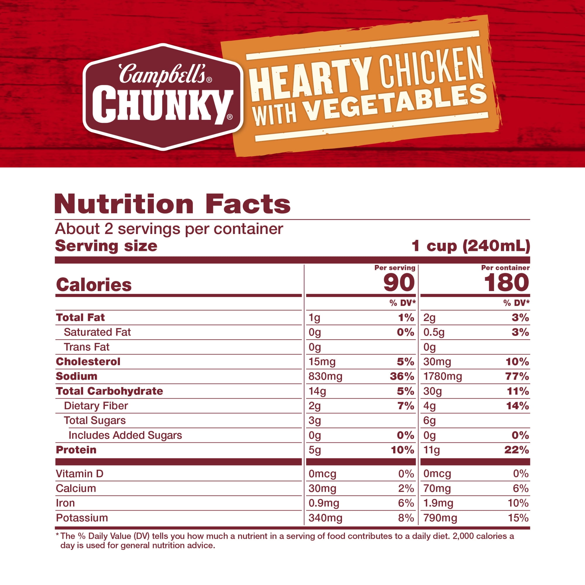 (12 pack) Campbell's Chunky Soup, Ready to Serve Chicken with Vegetables Soup, 18.6 oz Can