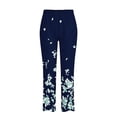 thumbnail image 5 of Pantalon Large pour Femmes Mode Décontractée avec Poches Taille Haute Élastique Imprimé Sport Coton Lin Capris pour Femmes Été Décontracté, 5 of 5