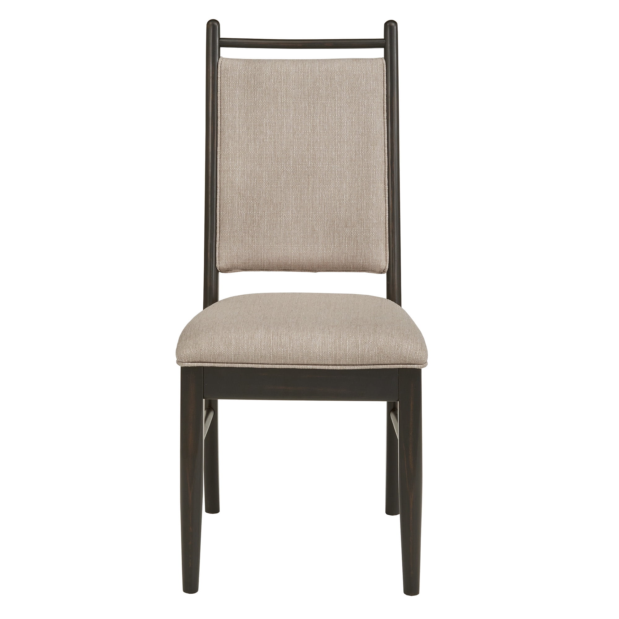 Weston Home Alta Wood Finish Beige Fabric Dining Chair, Set of 2, Black Oak