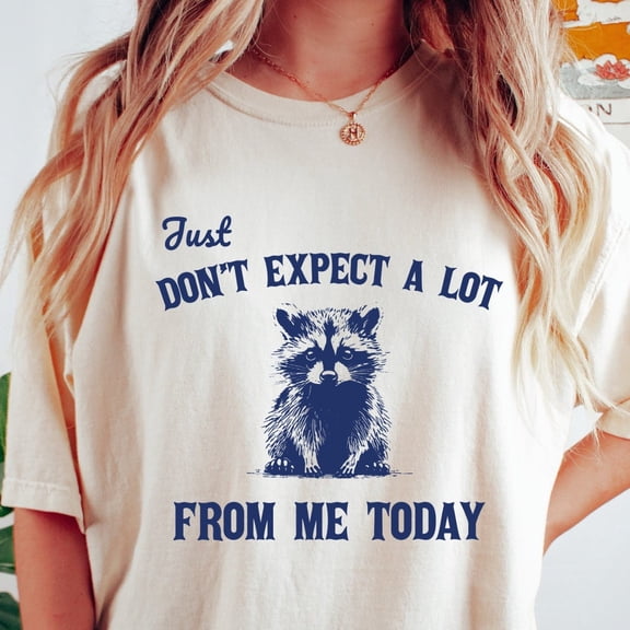 Kiraa Tee With Just Don'T Expect A Lot From Me Today Shirt, Funny Raccoon Unisex Tshirt, Vintage Retro Graphic Sarcastic Meme T Shirt, Comfort Colors Shirt Birthday Gifts; For Men & Women