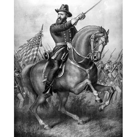 Benjamin Harrison N(1833-1901) 23Rd President Of The United States Come On Boys Harrison At The Battle Of Resaca Lithograph By Kurz And Allison 1888 Poster Print by Granger Collection